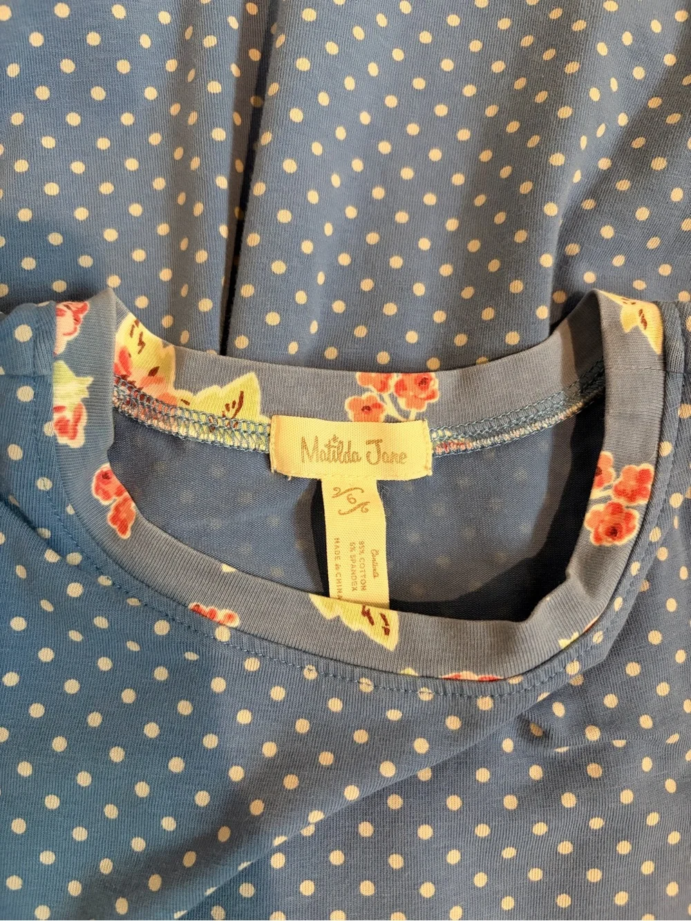 Matilda Jane Reagan Blue Polka Dot Dress with Puff Sleeves